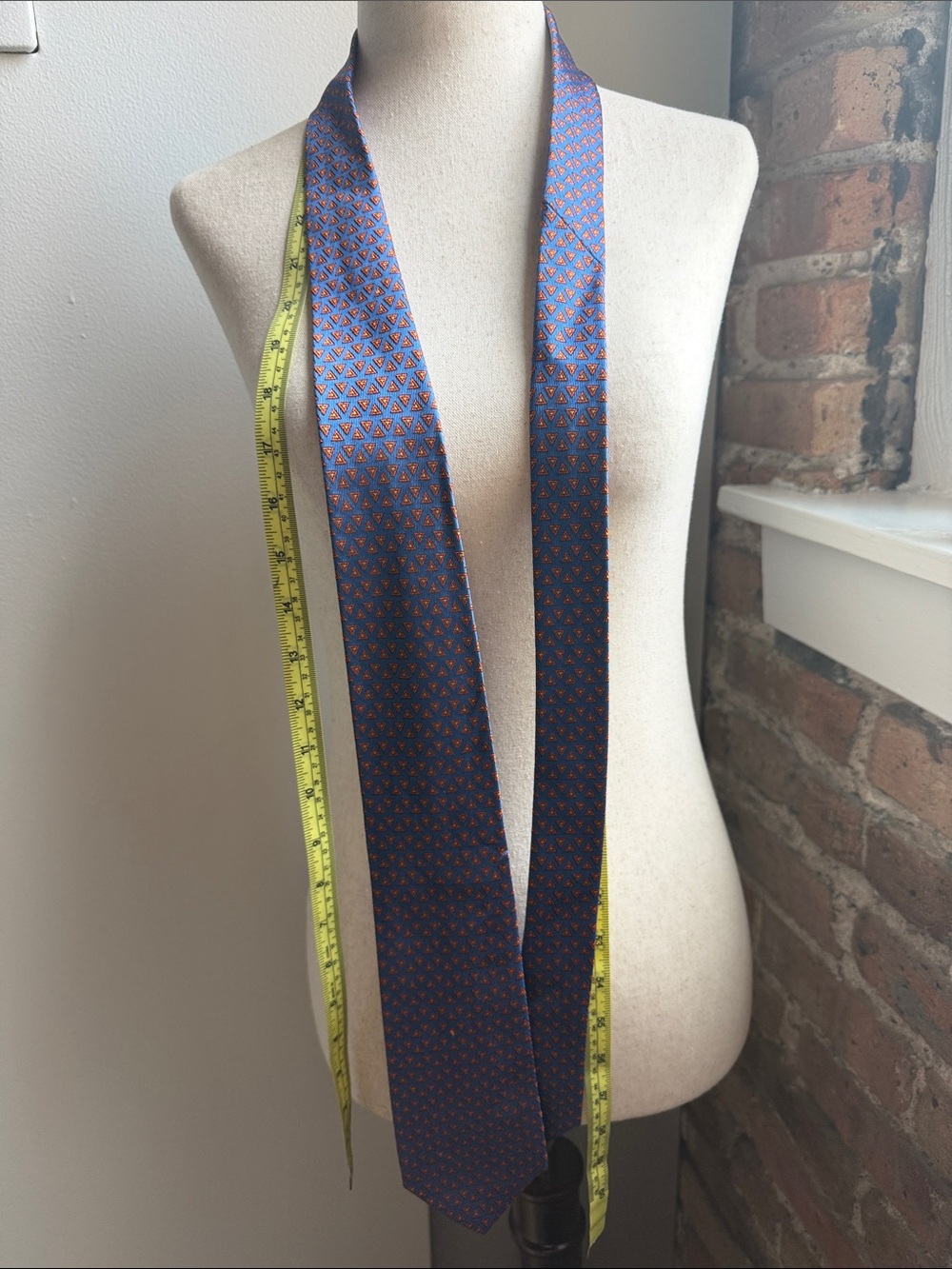 Navy Blue Geometric Silk Tie